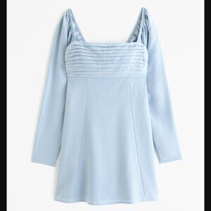 Abercrombie X-Small Petite Blue Emerson Crepe Long-Sleeve Mini Dress